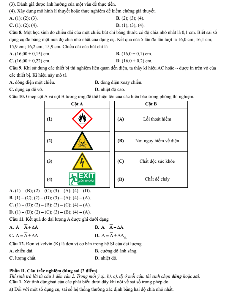 Đề kiểm tra Vật lí 10 Chân trời sáng tạo theo Chương (có lời giải)