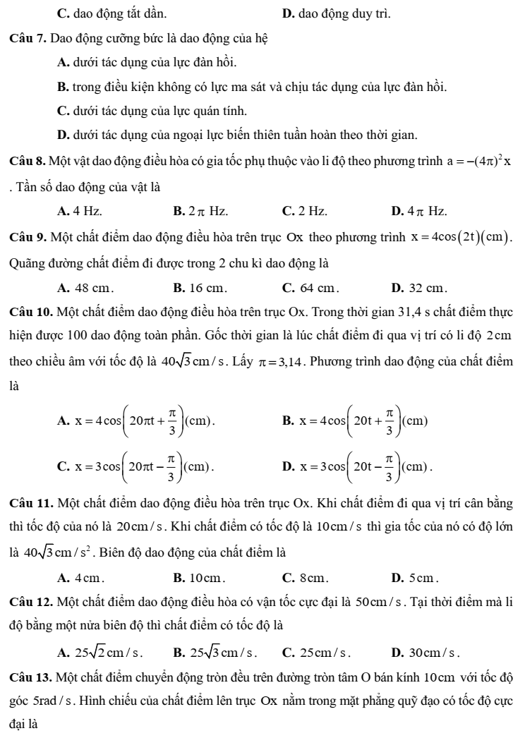 Đề kiểm tra Vật lí 11 Cánh diều theo Chủ đề (có lời giải)