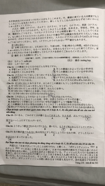 (Chính thức) Đề thi tốt nghiệp THPT tiếng Nhật năm 2024 (có đáp án)