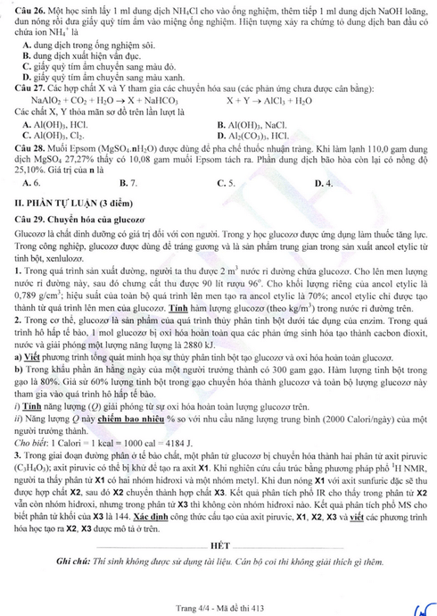 Đề thi Hóa học ĐGNL Đại học Sư phạm Hà Nội 2024