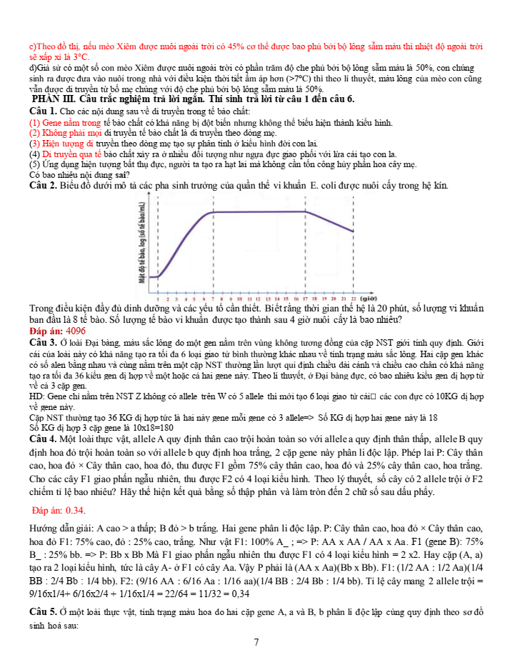 Đề thi học sinh giỏi Sinh học 12 trường THPT Bắc Đông Quan (Hưng Yên) năm 2025-2026