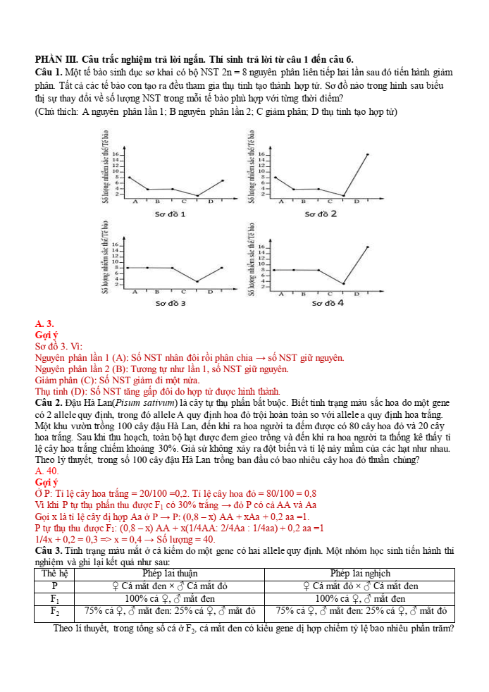 Đề thi học sinh giỏi Sinh học 12 trường THPT Lê Quý Đôn (Ninh Bình) năm 2025-2026