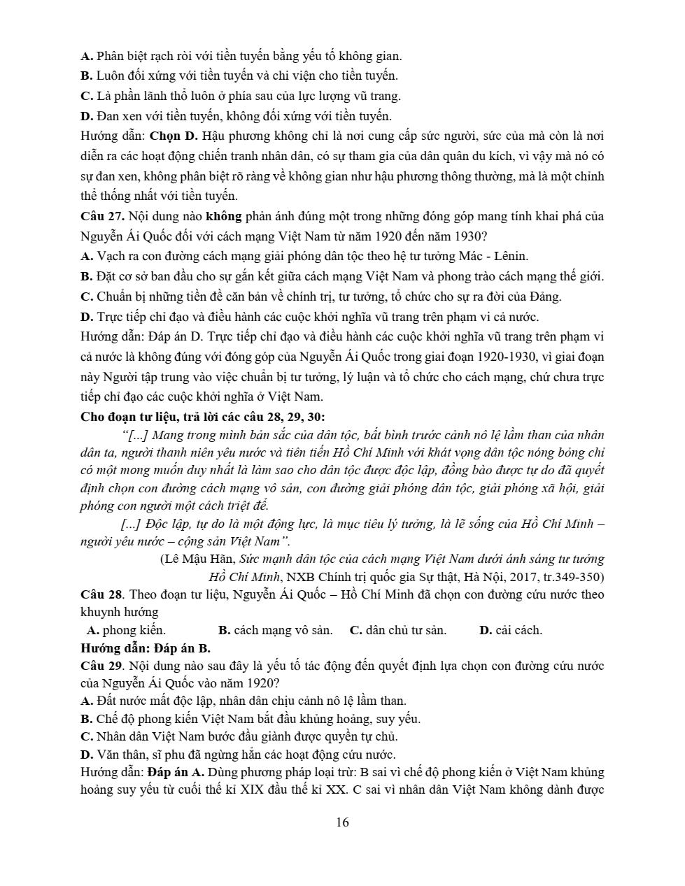 Đề thi học sinh giỏi Lịch Sử 12 trường THPT Hậu Lộc 3 năm 2025-2026