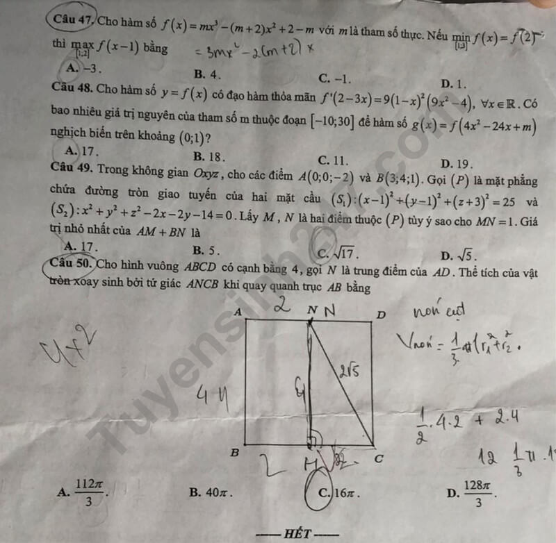 Đề thi thử 2024 Toán Sở GD Hòa Bình