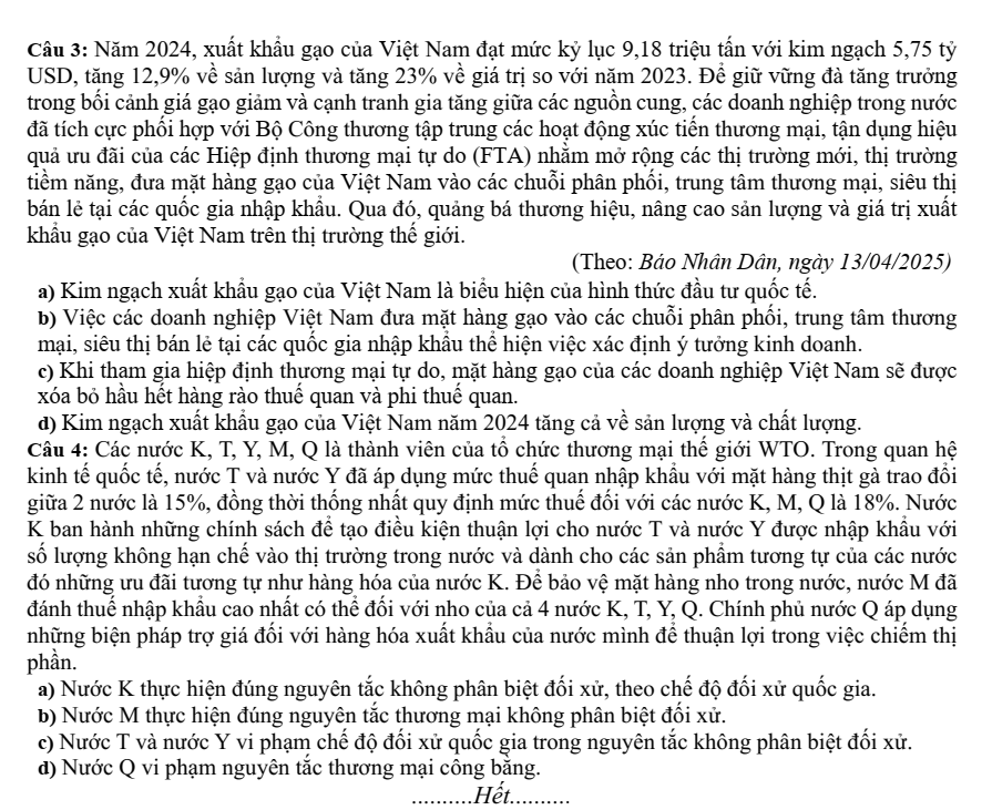 Đề thi thử Tốt nghiệp KTPL 2025 sở GD&ĐT Hải Phòng