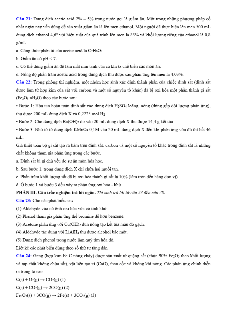 Đề thi thử Hóa Tốt nghiệp THPT 2025-2026 Sở GD&ĐT Cao Bằng