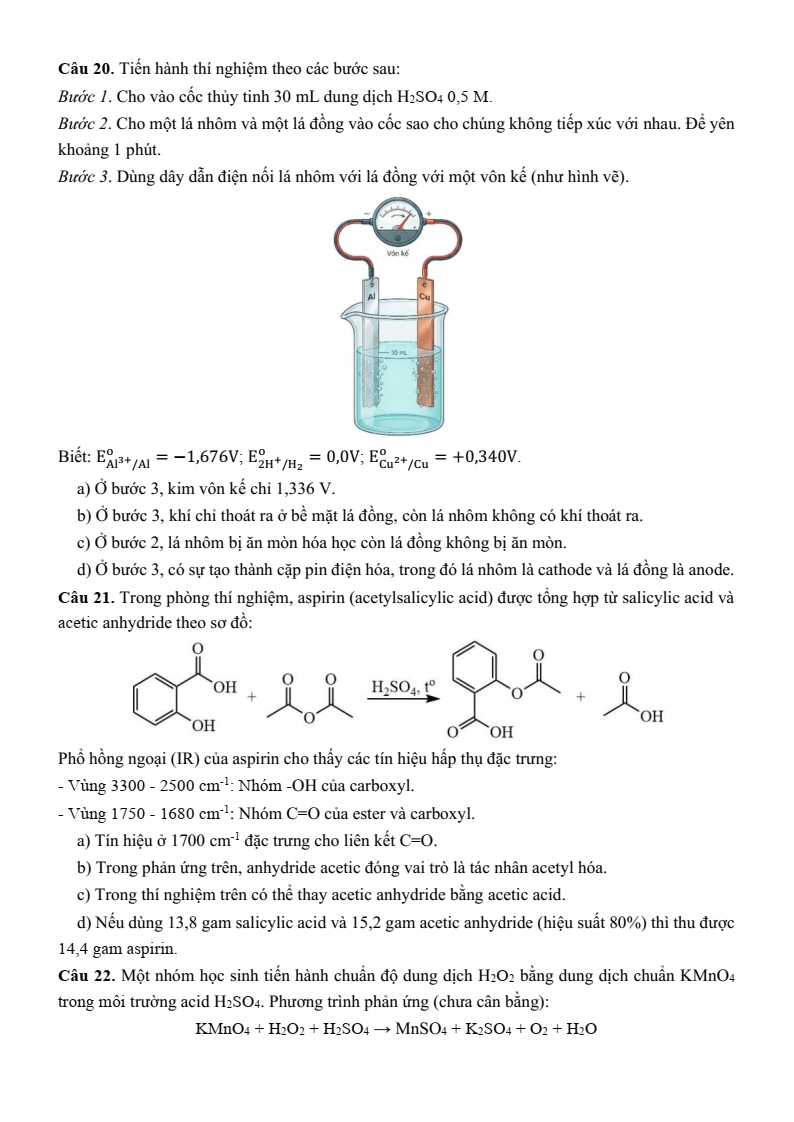 Đề thi thử Hóa Tốt nghiệp THPT 2025-2026 Sở GD&ĐT Sơn La