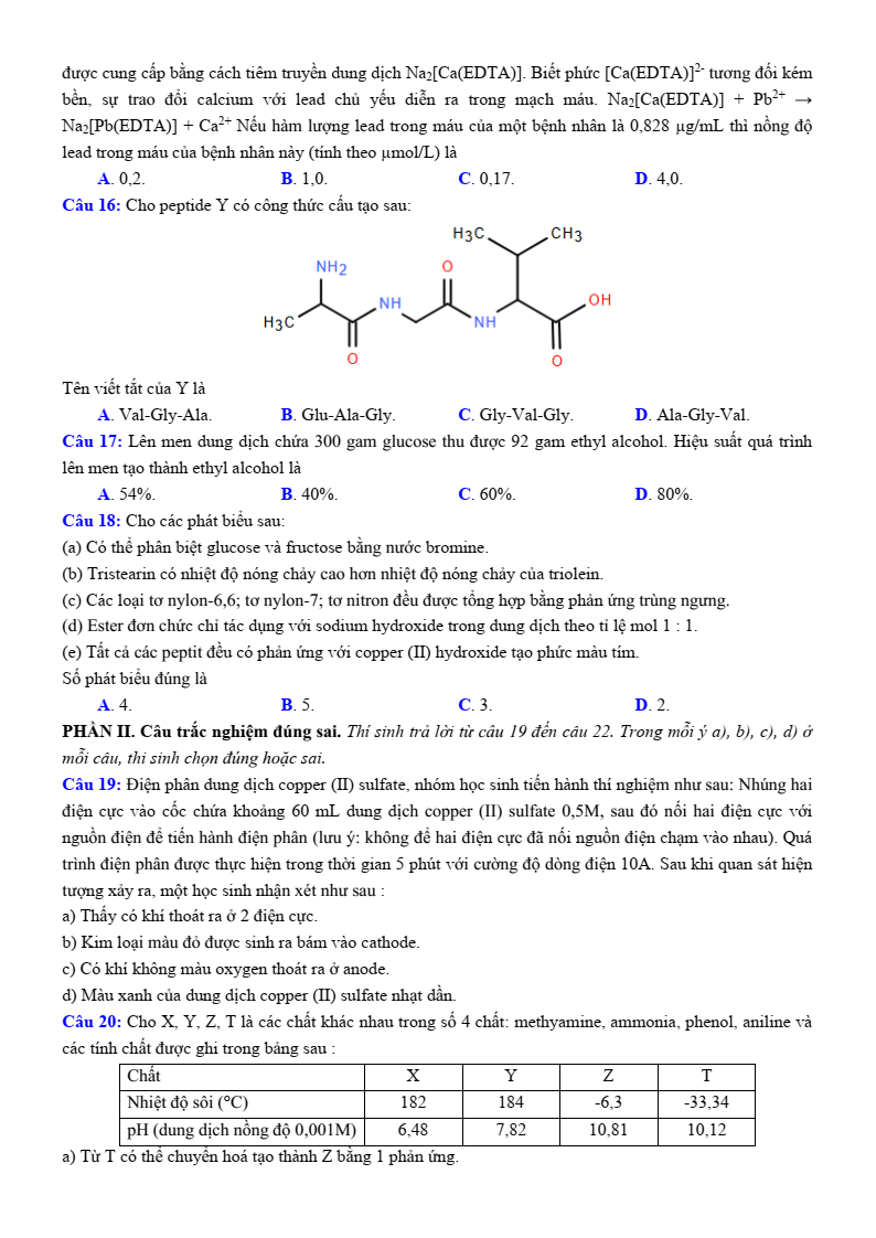 Đề thi thử Hóa Tốt nghiệp THPT 2025-2026 Sở GD&ĐT TP Huế