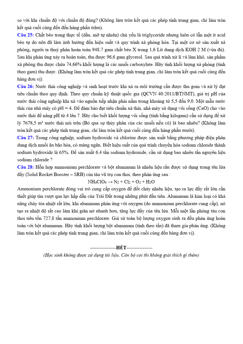 Đề thi thử Hóa Tốt nghiệp THPT 2025-2026 Sở GD&ĐT TP Huế