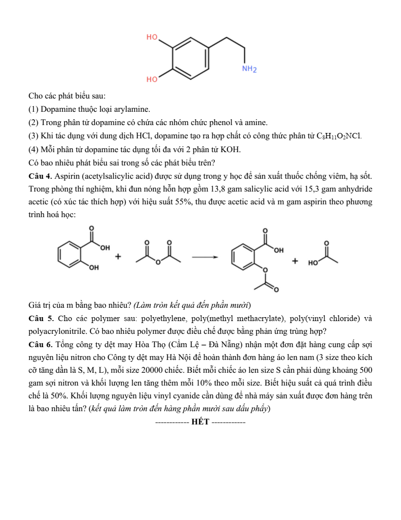 Đề thi thử Hóa Tốt nghiệp THPT 2025-2026 trường THPT An Dương (Hải Phòng)