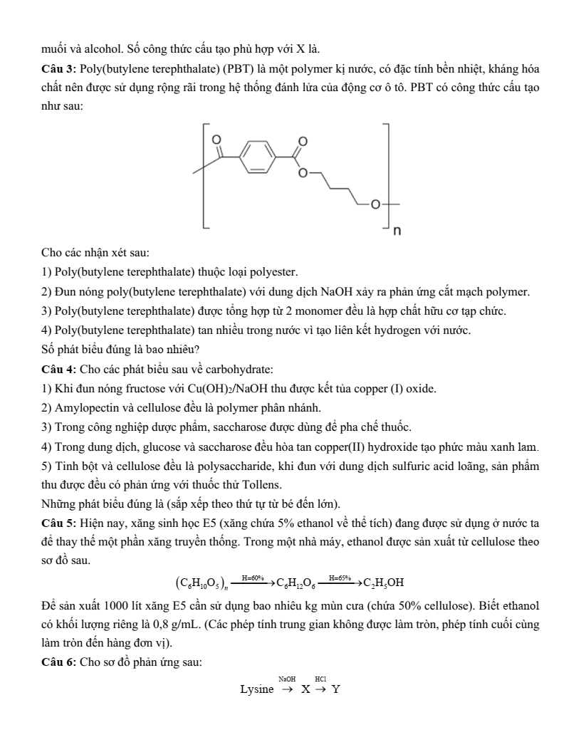 Đề thi thử Hóa Tốt nghiệp THPT 2025-2026 trường THPT Cẩm Xuyên (Hà Tĩnh)