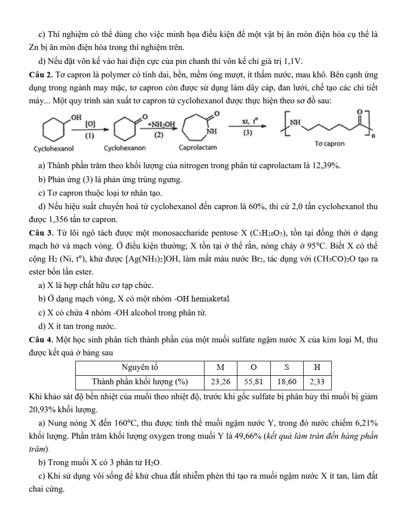 Đề thi thử Hóa Tốt nghiệp THPT 2025-2026 trường THPT Chuyên Lê Thánh Tông (Đà Nẵng)