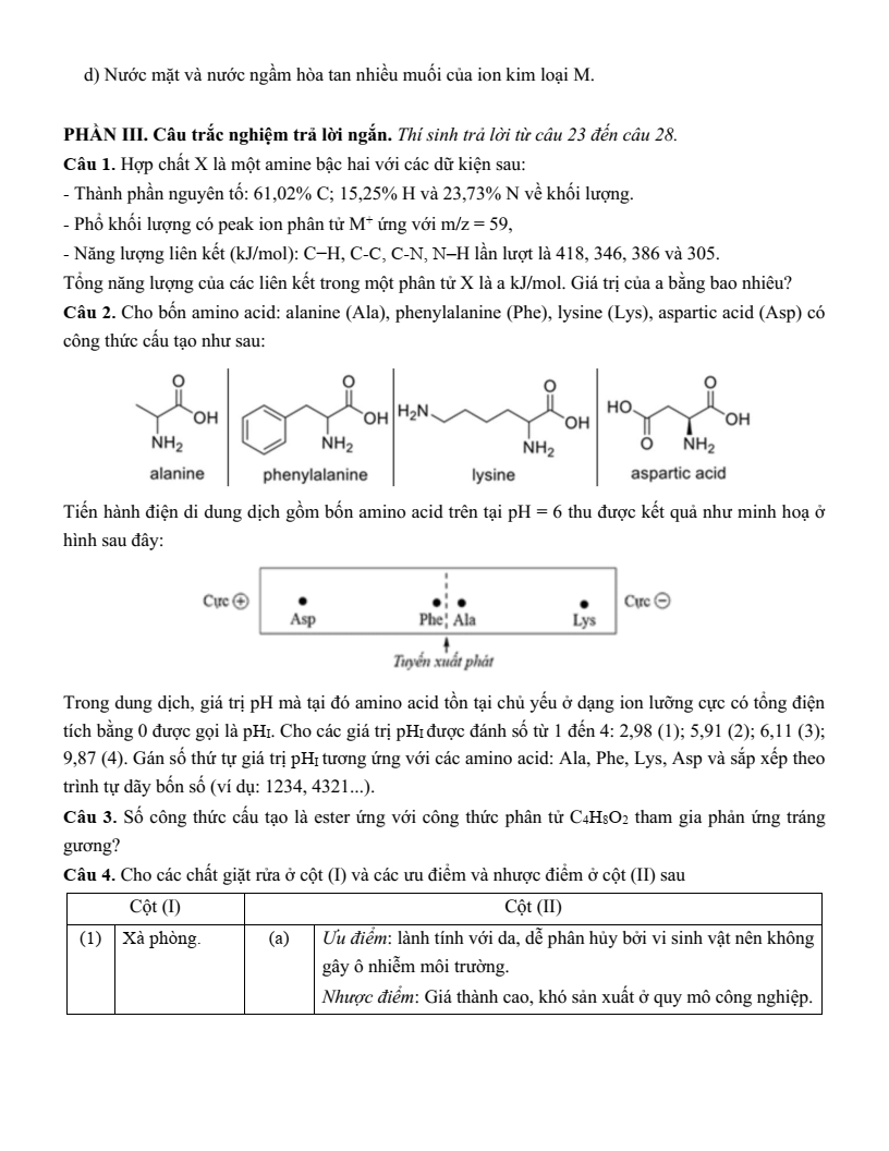 Đề thi thử Hóa Tốt nghiệp THPT 2025-2026 trường THPT Chuyên Lê Thánh Tông (Đà Nẵng)