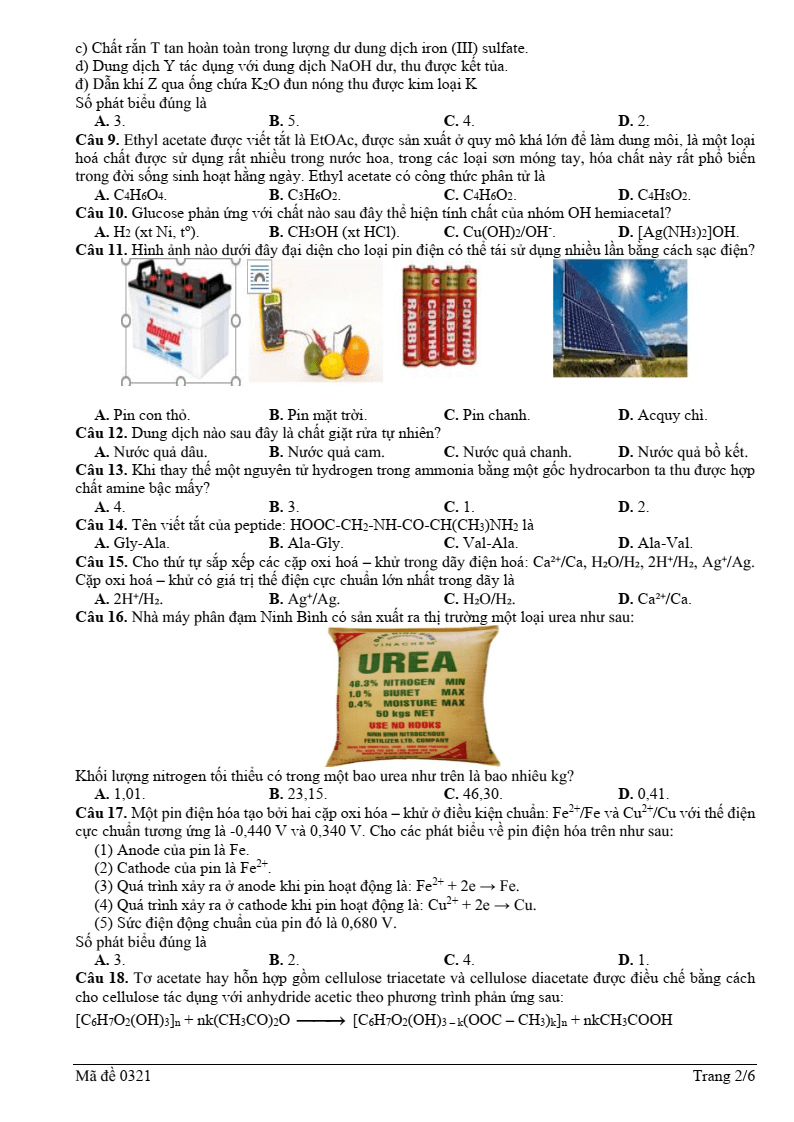 Đề thi thử Hóa Tốt nghiệp THPT 2025-2026 trường THPT Hàm Rồng (Thanh Hóa)
