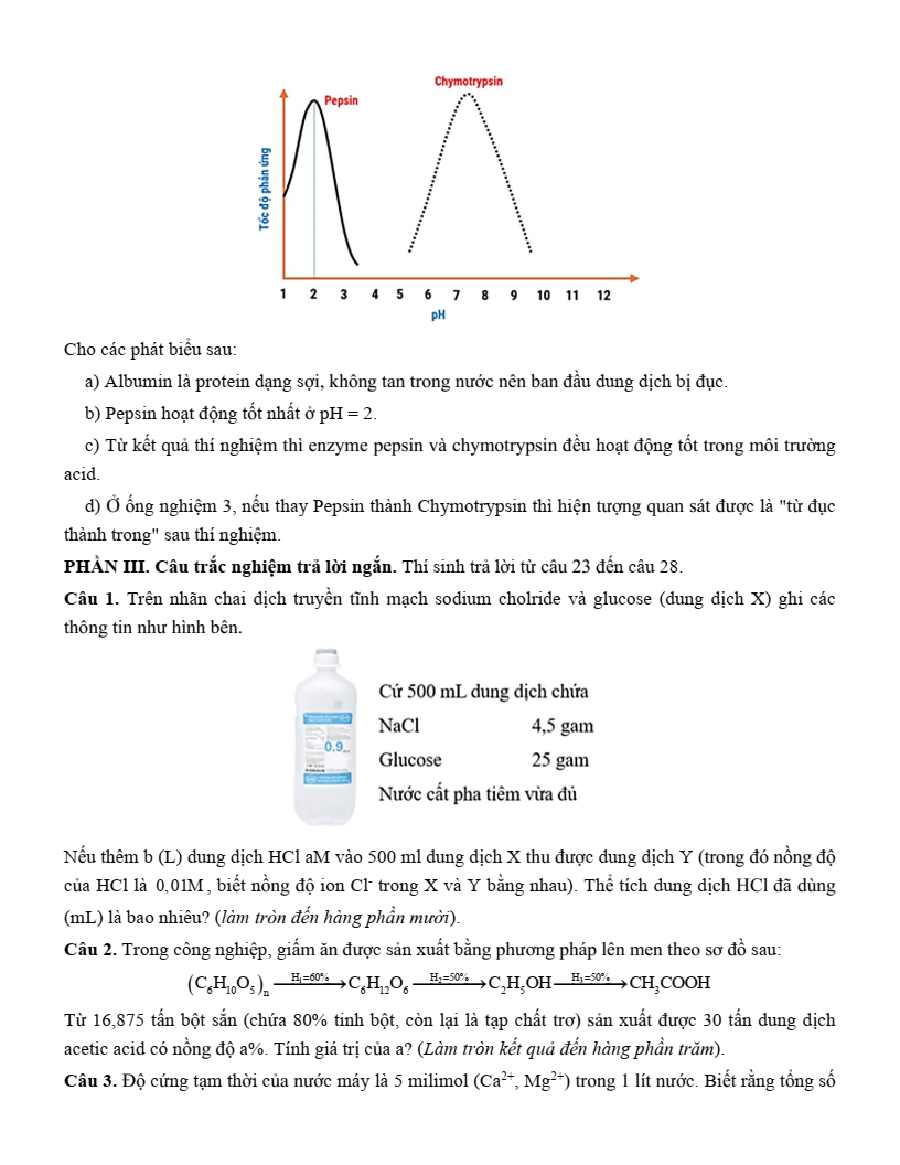 Đề thi thử Hóa Tốt nghiệp THPT 2025-2026 trường THPT Hưng Nhân (Hưng Yên)