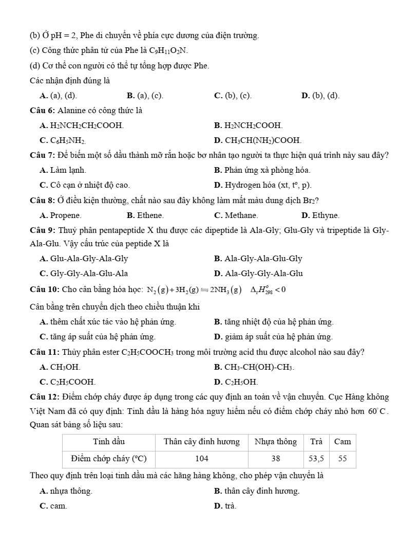 Đề thi thử Hóa Tốt nghiệp THPT 2025-2026 trường THPT Nguyễn Thị Giang (Phú Thọ)