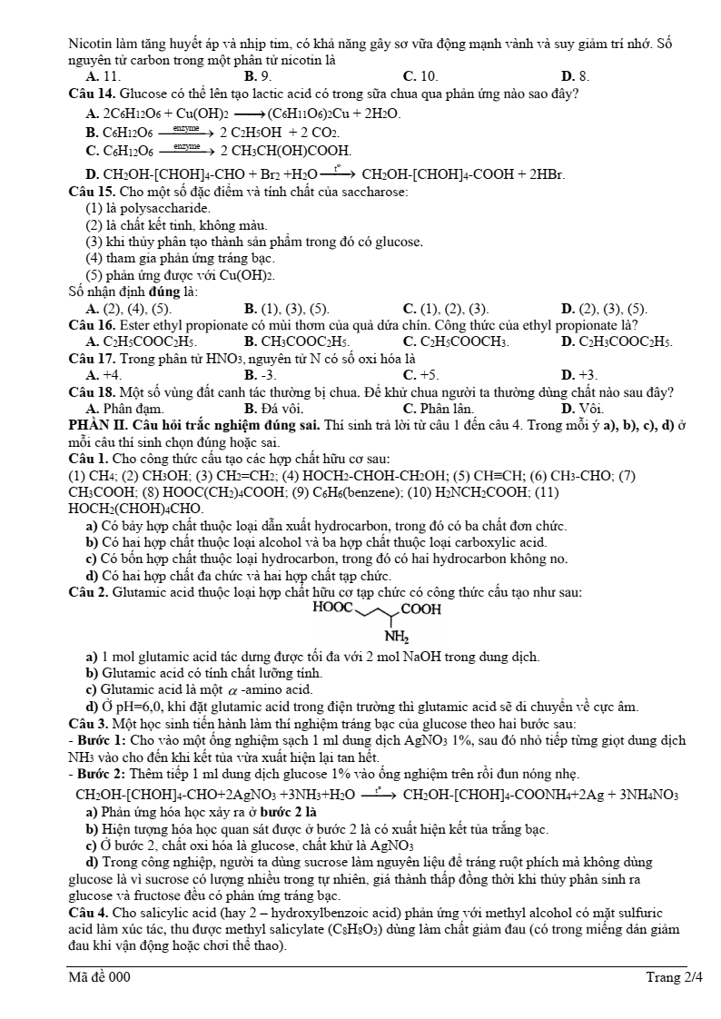 Đề thi thử Hóa Tốt nghiệp THPT 2025-2026 trường THPT Võ Thị Sáu (Phú Thọ)