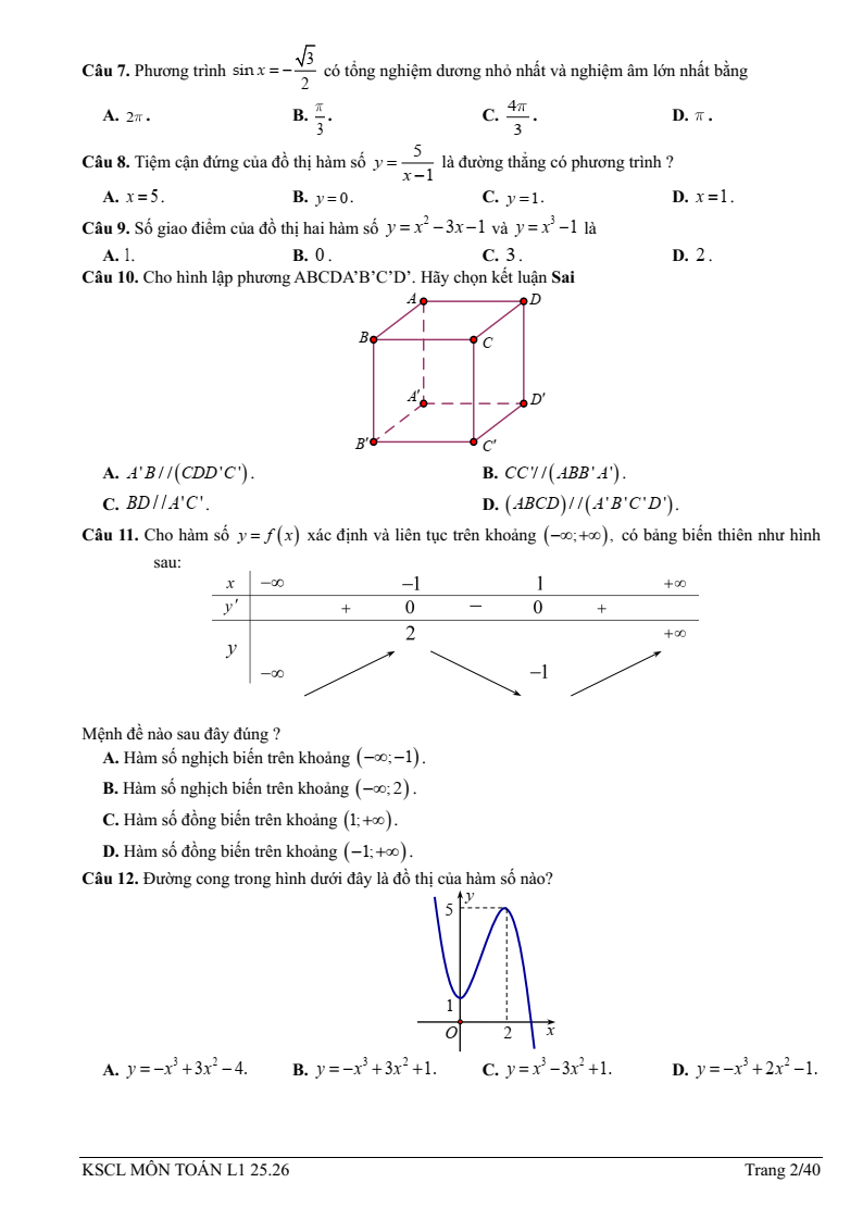 Đề thi thử Toán Tốt nghiệp THPT 2025-2026 Liên trường THPT Đo Lương 3, Phan Đăng Lưu, Yên Thành 2, Tân Kỳ
