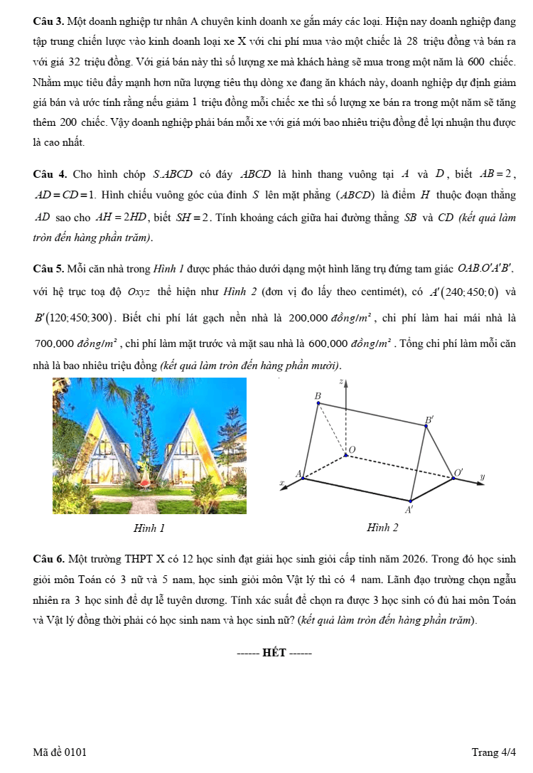Đề thi thử Toán Tốt nghiệp THPT 2025-2026 Sở GD&ĐT Cà Mau