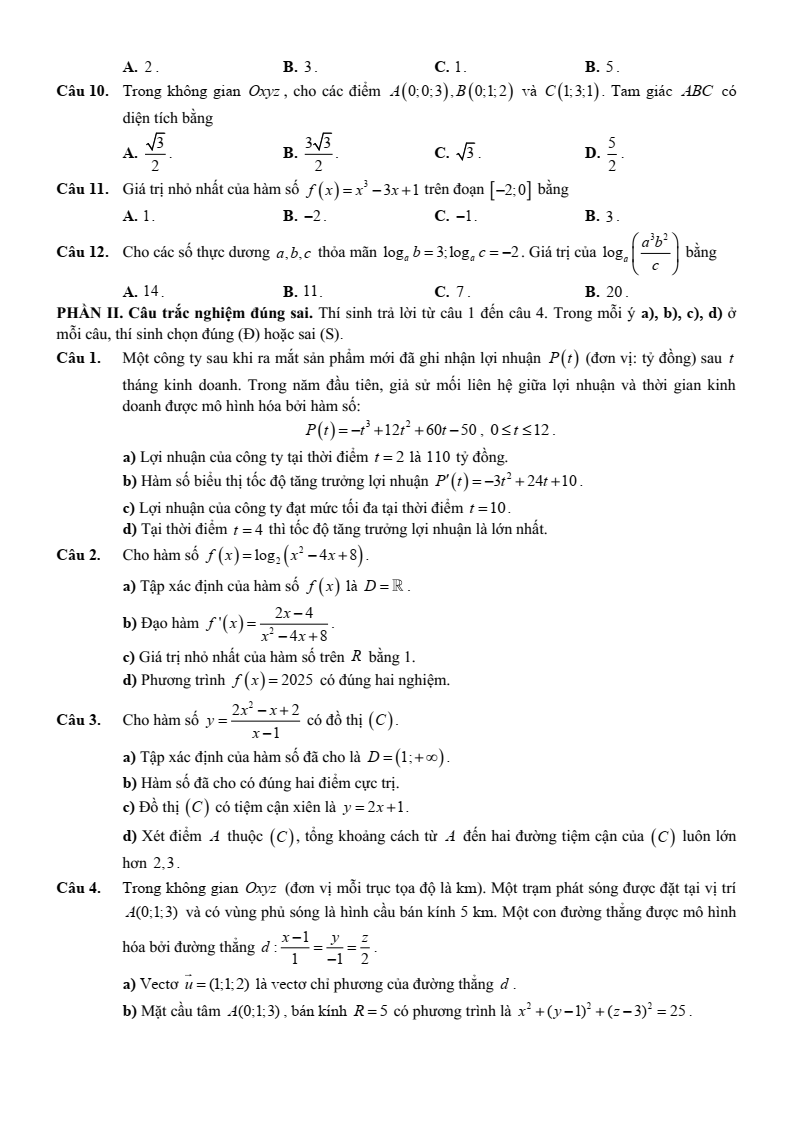 Đề thi thử Toán Tốt nghiệp THPT 2025-2026 trường THPT Chuyên KHTN Hà Nội