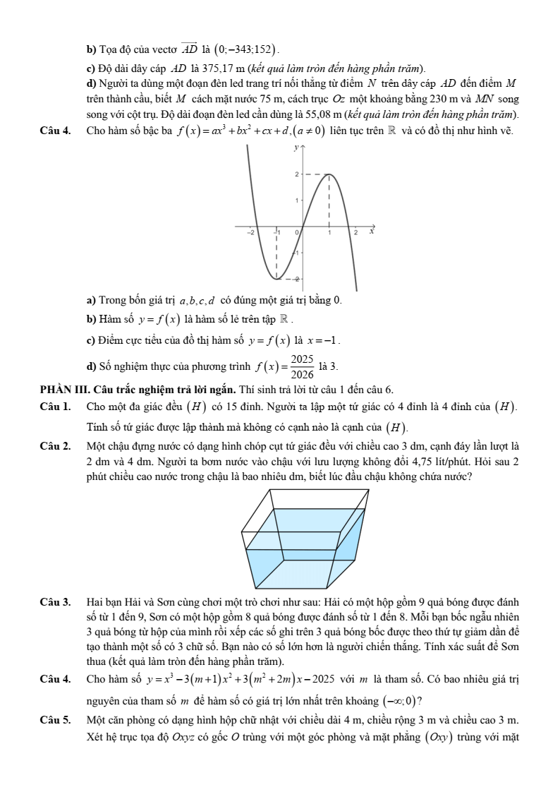 Đề thi thử Toán Tốt nghiệp THPT 2025-2026 trường THPT Chuyên Trần Phú (Hải Phòng)