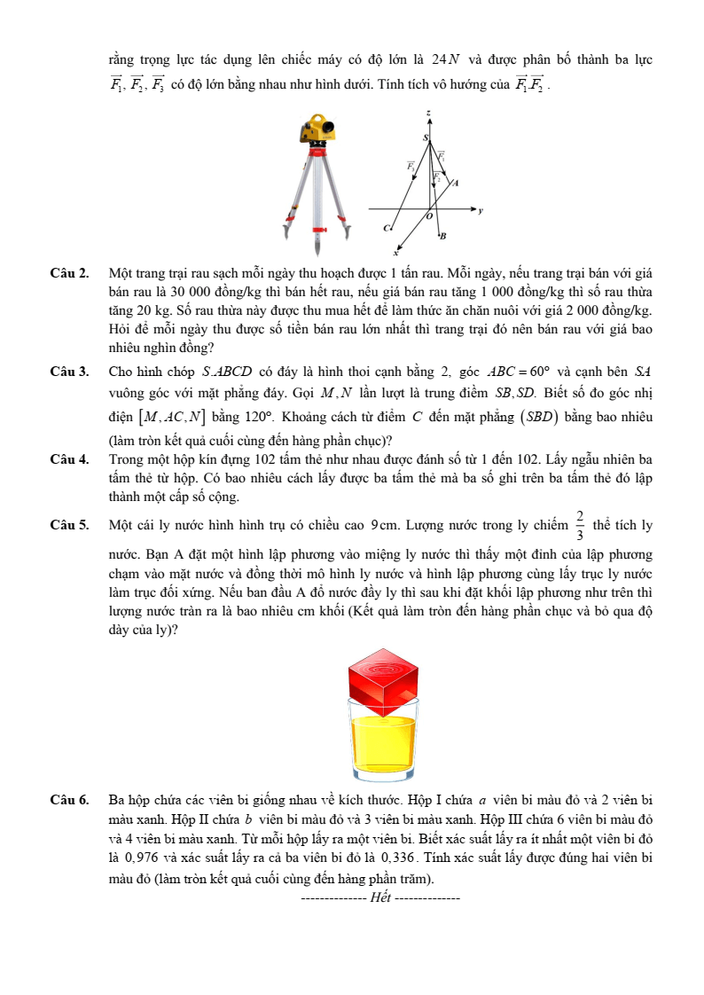 Đề thi thử Toán Tốt nghiệp THPT 2025-2026 trường THPT Đồng Hỷ (Thái Nguyên)