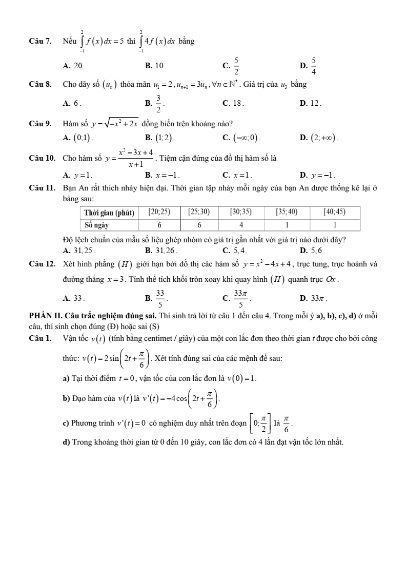 Đề thi thử Toán Tốt nghiệp THPT 2025-2026 trường THPT Nguyễn Khuyến (TP HCM)