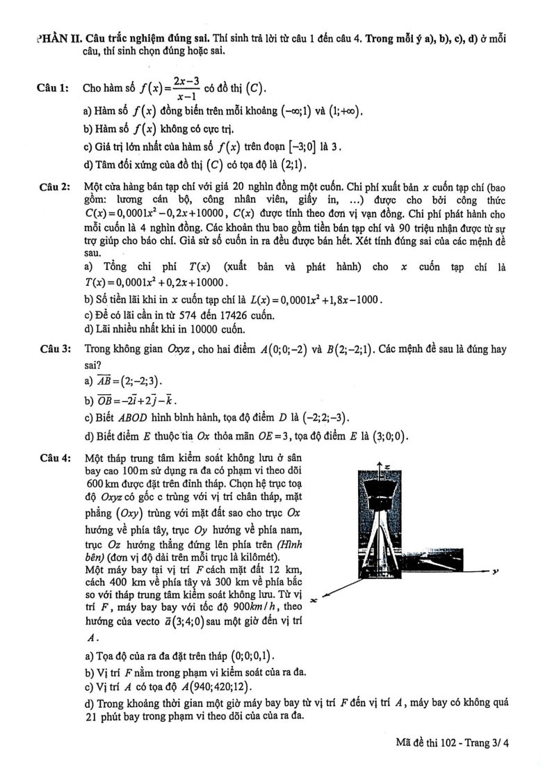 Đề thi thử Toán Tốt nghiệp THPT 2025-2026 trường THPT Than Uyên