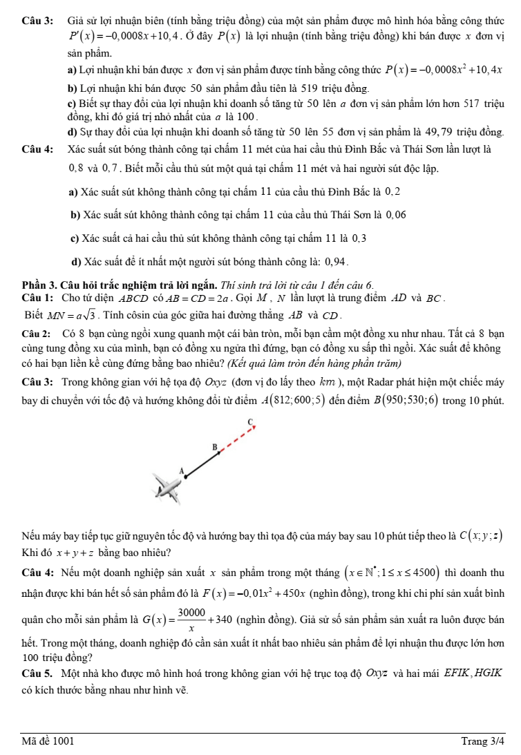 Đề thi thử Toán Tốt nghiệp THPT 2025-2026 trường THPT Thường Xuân 2 (Thanh Hóa)