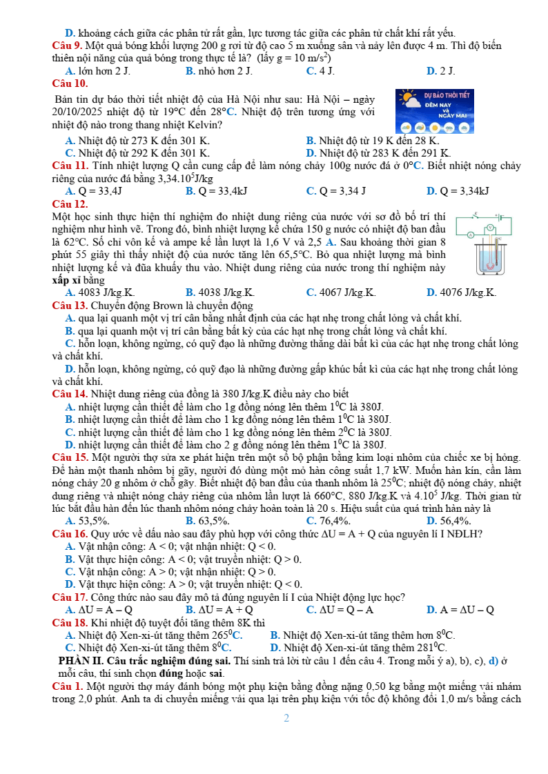 Đề thi thử Vật lí Tốt nghiệp THPT 2025-2026 Liên trường THPT – Bắc Ninh