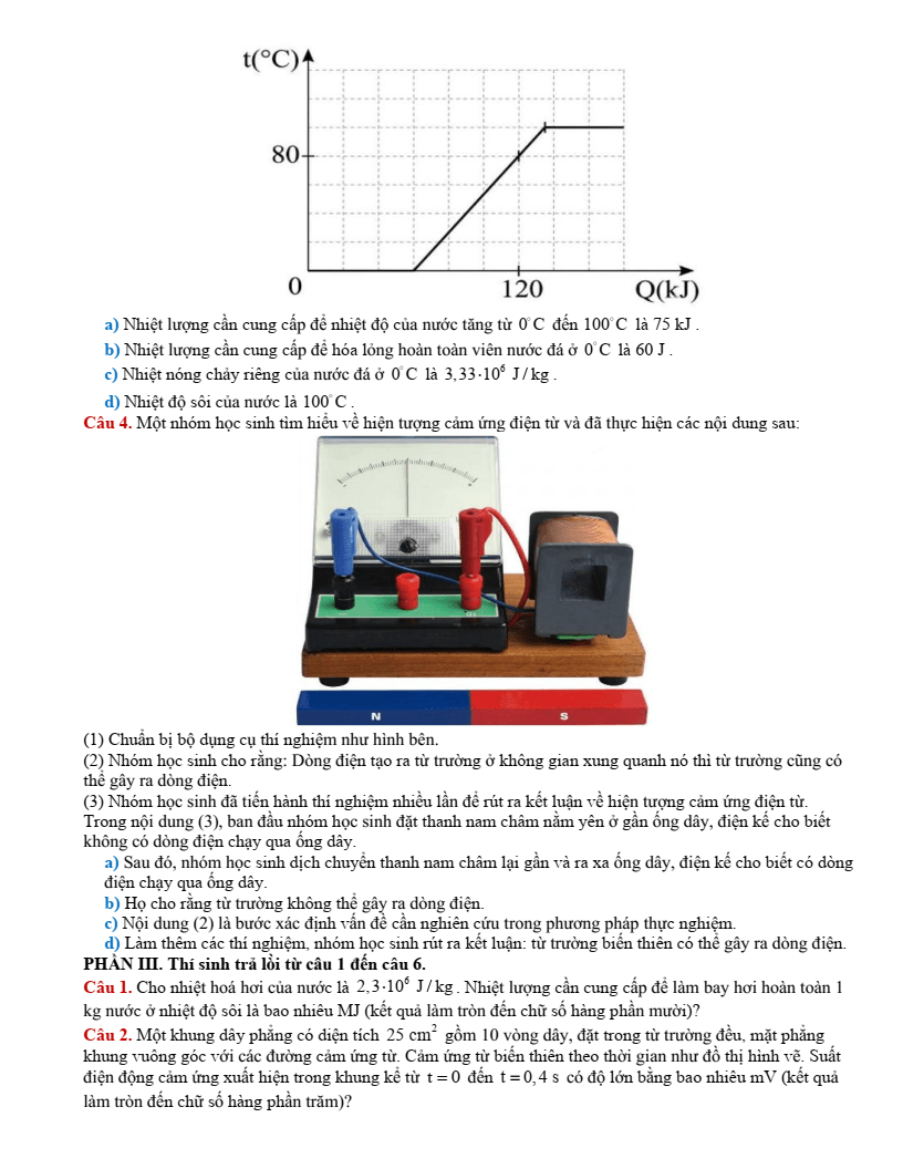 Đề thi thử Vật lí Tốt nghiệp THPT 2025-2026 Sở GD&ĐT Cao Bằng