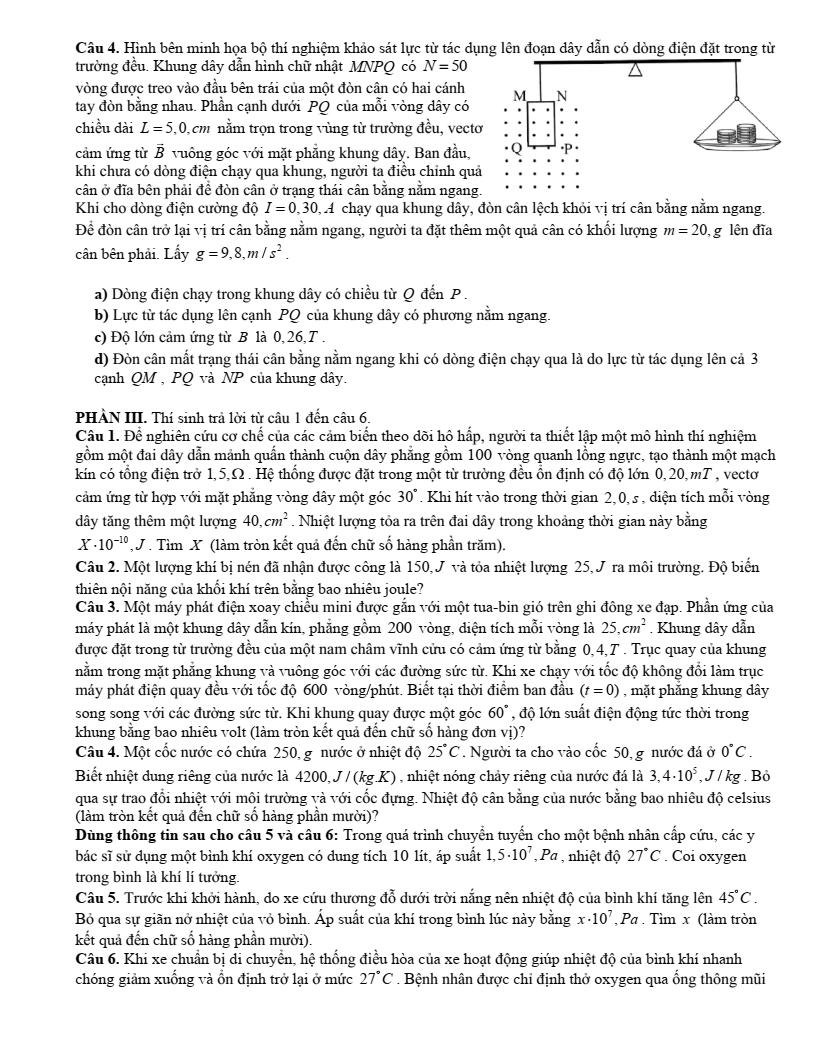 Đề thi thử Vật lí Tốt nghiệp THPT 2025-2026 Sở GD&ĐT Đồng Nai