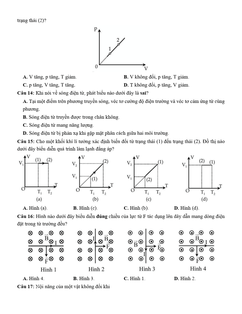 Đề thi thử Vật lí Tốt nghiệp THPT 2025-2026 Sở GD&ĐT Hưng Yên