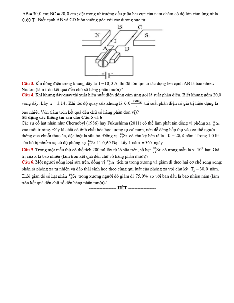 Đề thi thử Vật lí Tốt nghiệp THPT 2025-2026 Sở GD&ĐT Nghệ An