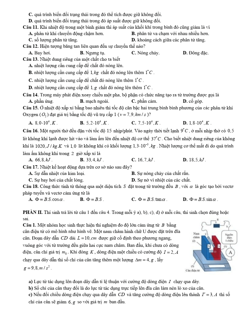 Đề thi thử Vật lí Tốt nghiệp THPT 2025-2026 Sở GD&ĐT Tuyên Quang