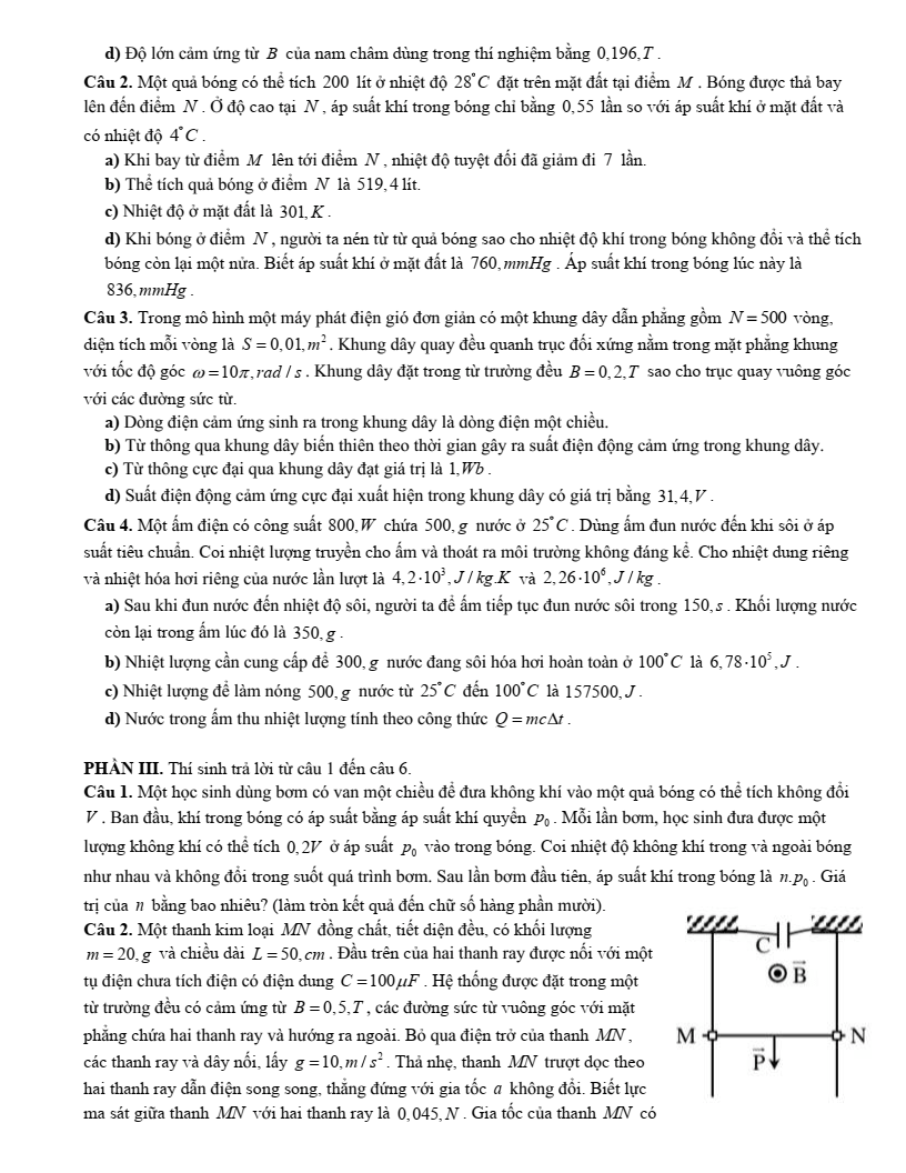 Đề thi thử Vật lí Tốt nghiệp THPT 2025-2026 Sở GD&ĐT Tuyên Quang