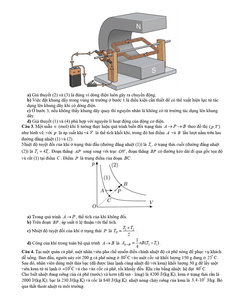 Đề thi thử Vật lí Tốt nghiệp THPT 2025-2026 trường THPT Chuyên Lê Khiết (Quảng Ngãi)