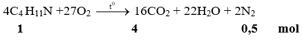 4C4H11N +27O2  → 16CO2 + 22H2O + 2N2 | C4H11N ra CO2
