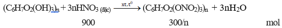 (C6H7O2(OH)3)n + 3nHNO3 (đặc) → (C6H7O2(ONO)3)n  + 3nH2O | Cân bằng phương trình hóa học