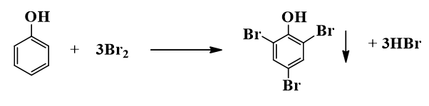 C6H5OH + 3Br2 → C5H2Br3OH + HBr | C6H5OH ra C6H2Br3OH 