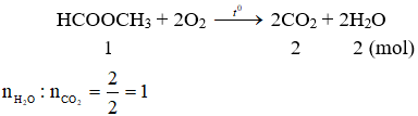 HCOOCH<sub>3</sub> + 2O<sub>2</sub> → 2CO<sub>2</sub> + 2H<sub>2</sub>O | Cân bằng phương trình hóa học