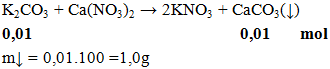 K2CO3 + Ca(NO3)2 → 2KNO3 + CaCO3(↓) | Cân bằng phương trình hóa học