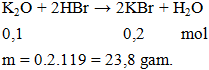 K2O + 2HBr → 2KBr + H2O | Cân bằng phương trình hóa học