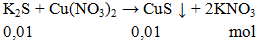 K2S + Cu(NO3)2 → CuS ↓ + 2KNO3 | Cân bằng phương trình hóa học