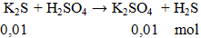 K2S + H2SO4 → K2SO4  + H2S | Cân bằng phương trình hóa học