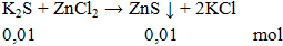 K2S + ZnCl2 → ZnS ↓ + 2KCl | Cân bằng phương trình hóa học