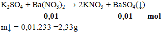 K2SO4 + Ba(NO3)2 → 2KNO3 + BaSO4(↓) | Cân bằng phương trình hóa học