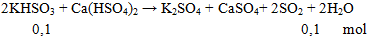 2KHSO3 + Ca(HSO4)2 → K2SO4 + CaSO4+ 2SO2 + 2H2O | Cân bằng phương trình hóa học