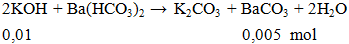 2KOH + Ba(HCO3)2 →  K2CO3 + BaCO3 + 2H2O | Cân bằng phương trình hóa học