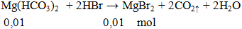 Mg(HCO3)2  + 2HBr → MgBr2 + 2CO2↑ + 2H2O | Cân bằng phương trình hóa học